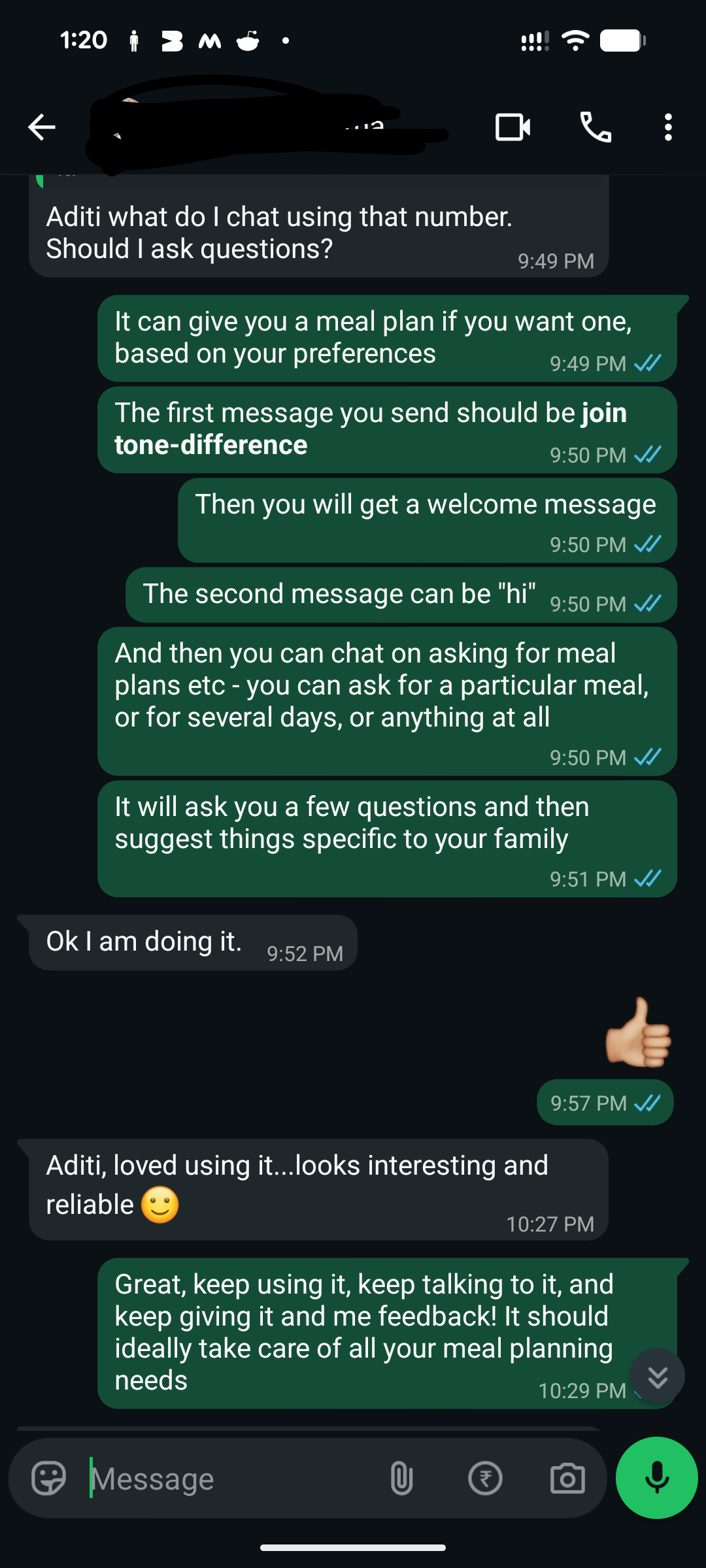 User sharing Vicki with a friend